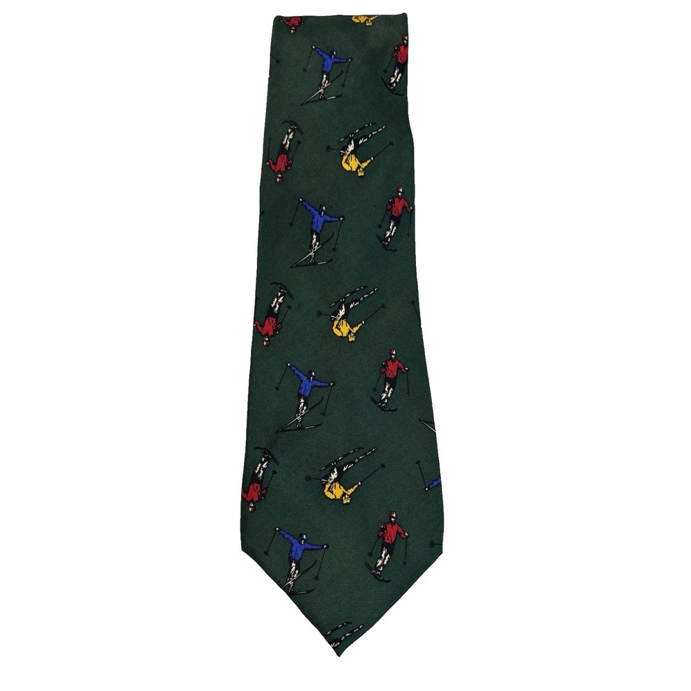 Old Navy Green Multi Color Winter Snow Ski Tie Fun Colorful USA Classic Preppy